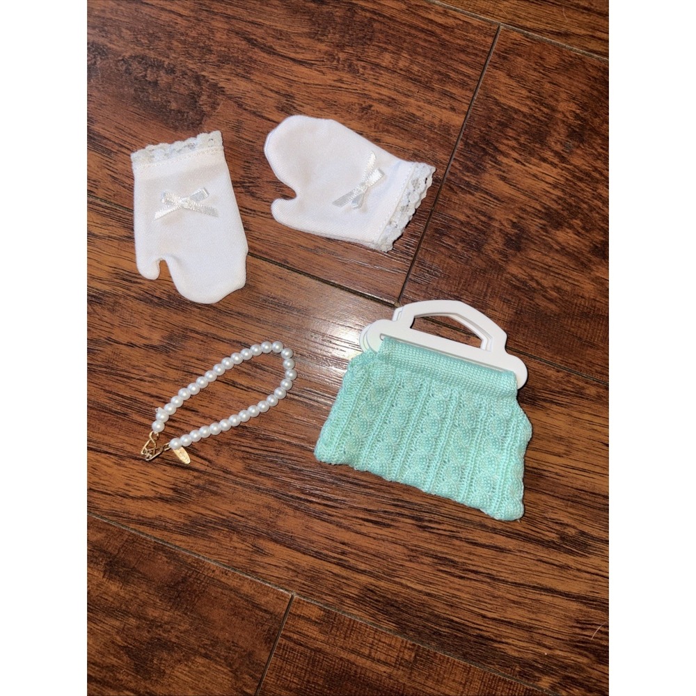 American Girl MaryEllen Doll Accessories Pearl Necklace  Purse Glove